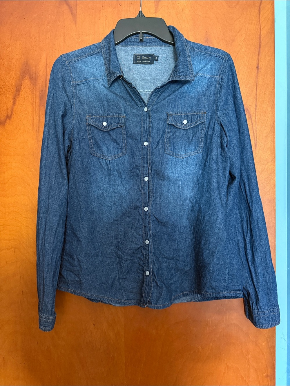 Ci Sono Denim Button-Up Shirt 100% Cotton